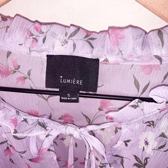 Lumiere Floral Light Pink Purple Blouse - Picture 7 of 8